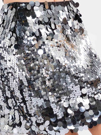 WOMEN'S ZIP UP SEQUINS MINI SKIRT