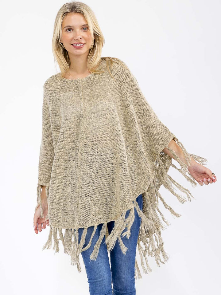 WOMEN'S LONG SLEEVE V-NECK HOODED PLAID PULLOVER PONCHO (Copy)