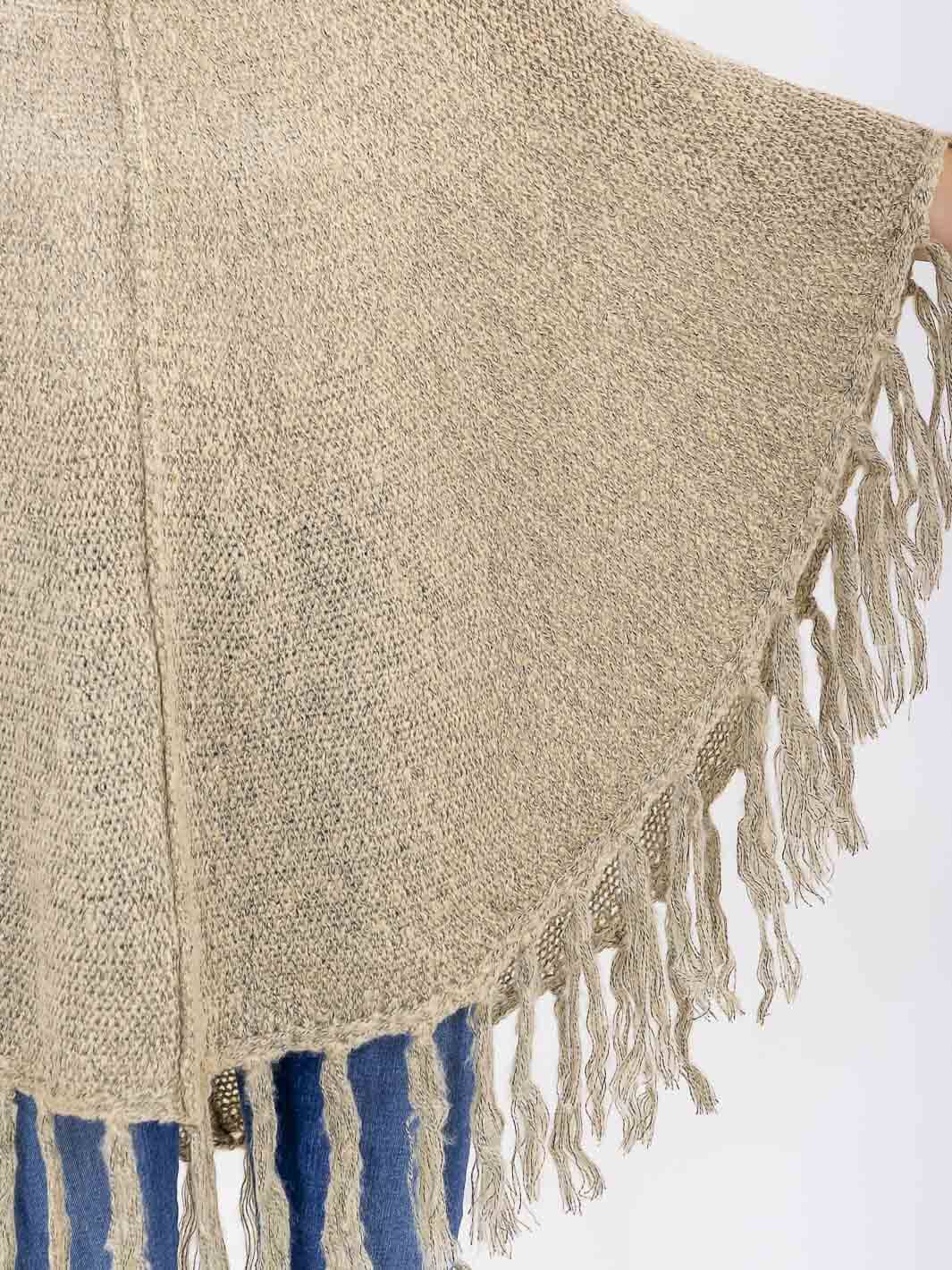 WOMEN'S LONG SLEEVE V-NECK HOODED PLAID PULLOVER PONCHO (Copy)