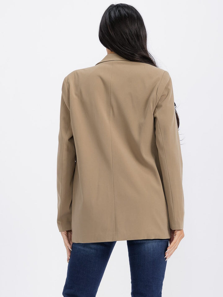 WOMEN'S LONG SLEEVE BUTTON CLOSURE SOLID BLAZER