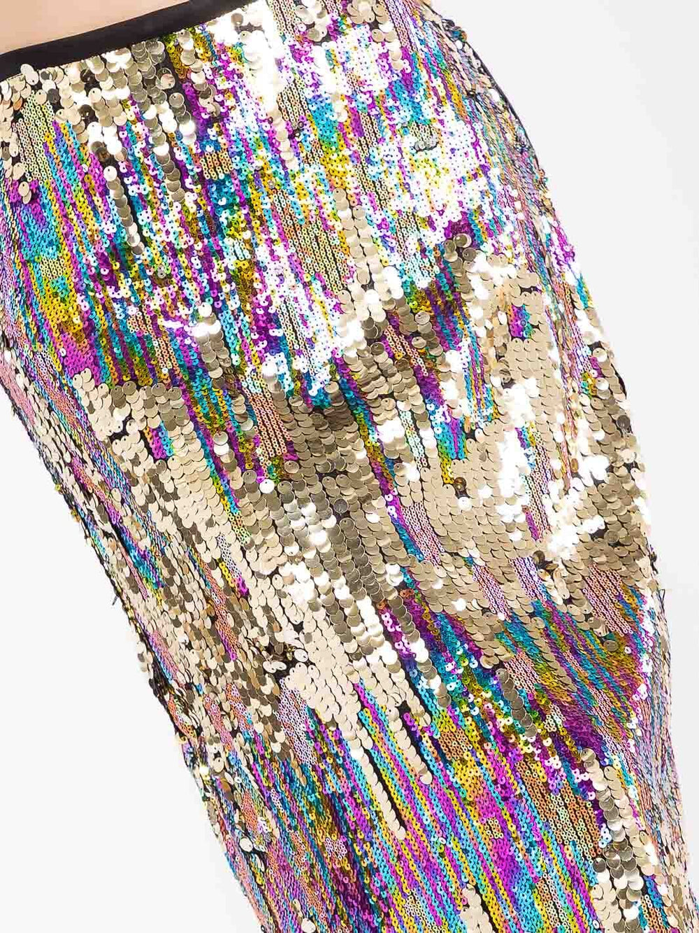 WOMEN'S ZIP UP MULTI COLOR SEQUINS MIDI SKIRT
