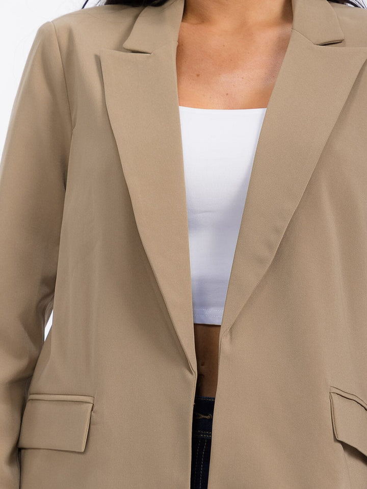 WOMEN'S LONG SLEEVE BUTTON CLOSURE SOLID BLAZER