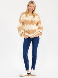 WOMEN'S LONG SLEEVE KNIT PULLOVER COLORBLOCK SWEATER