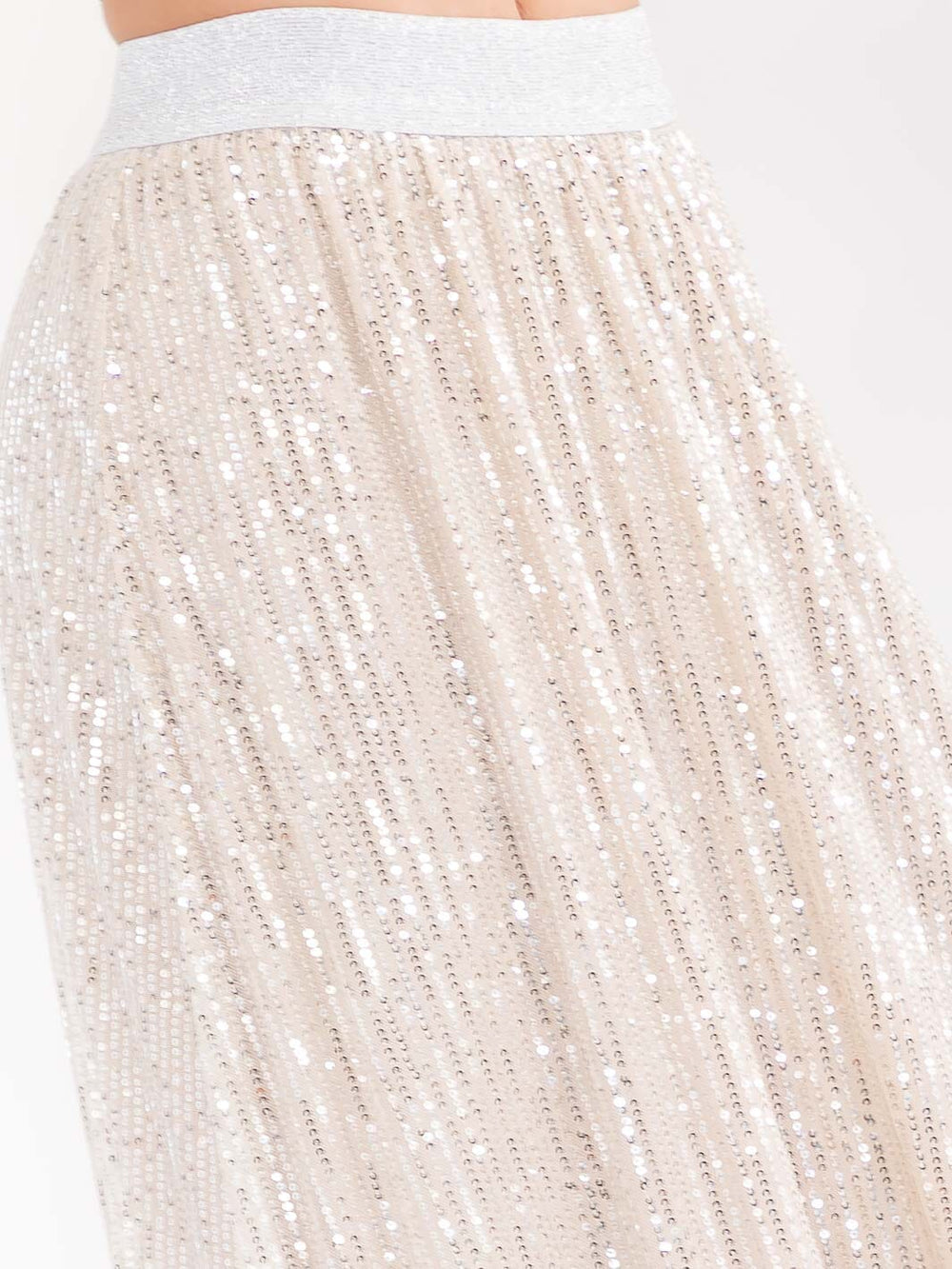 WOMEN'S ELASTIC WAIST SEQUINS MAXI SKIRT