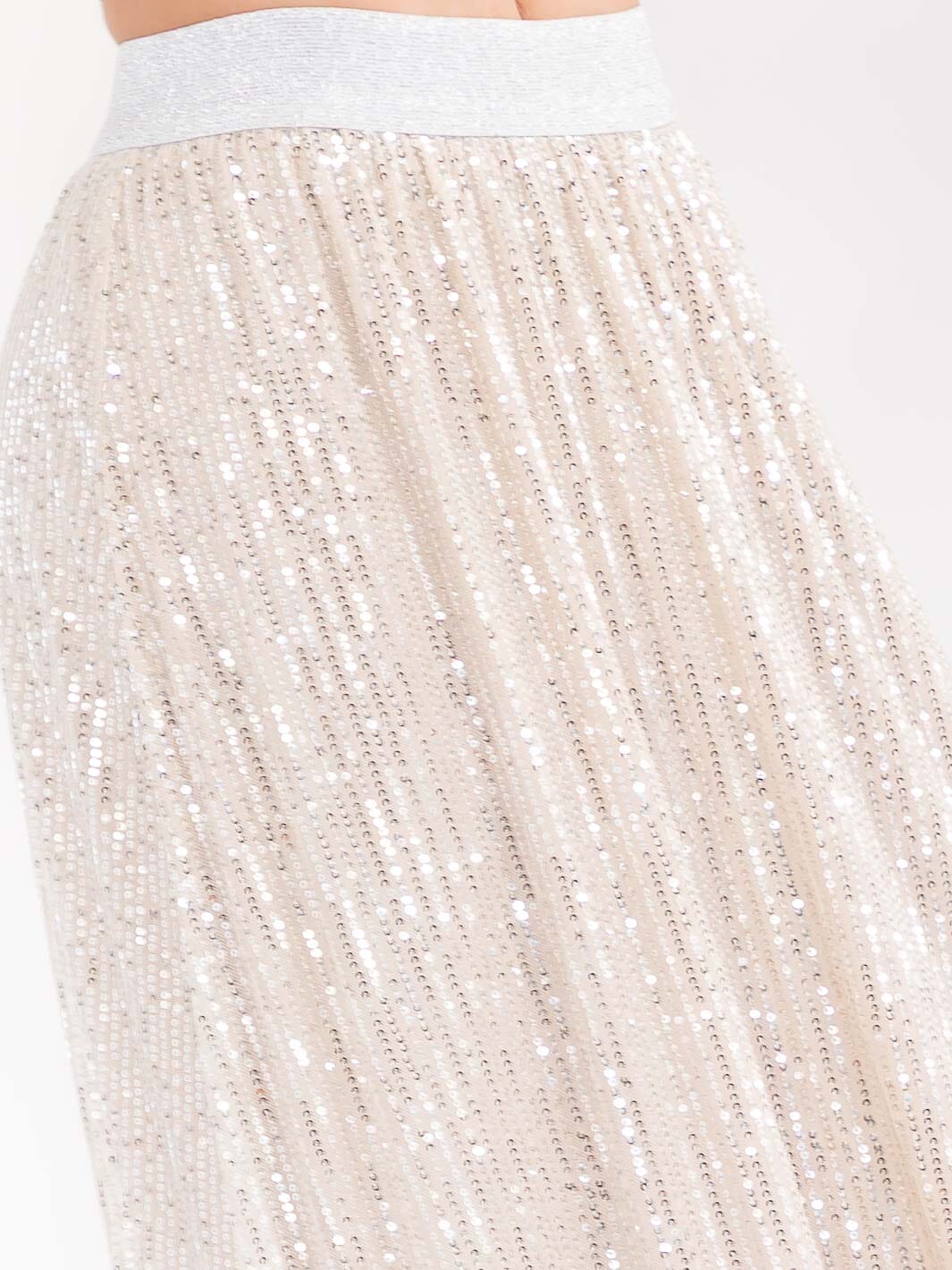 WOMEN'S ELASTIC WAIST SEQUINS MAXI SKIRT