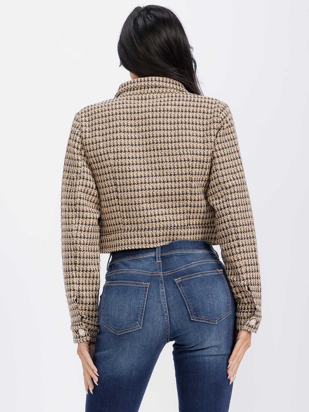 WOMEN'S LONG SLEEVE BUTTON CLOSURE TWEED BLAZER