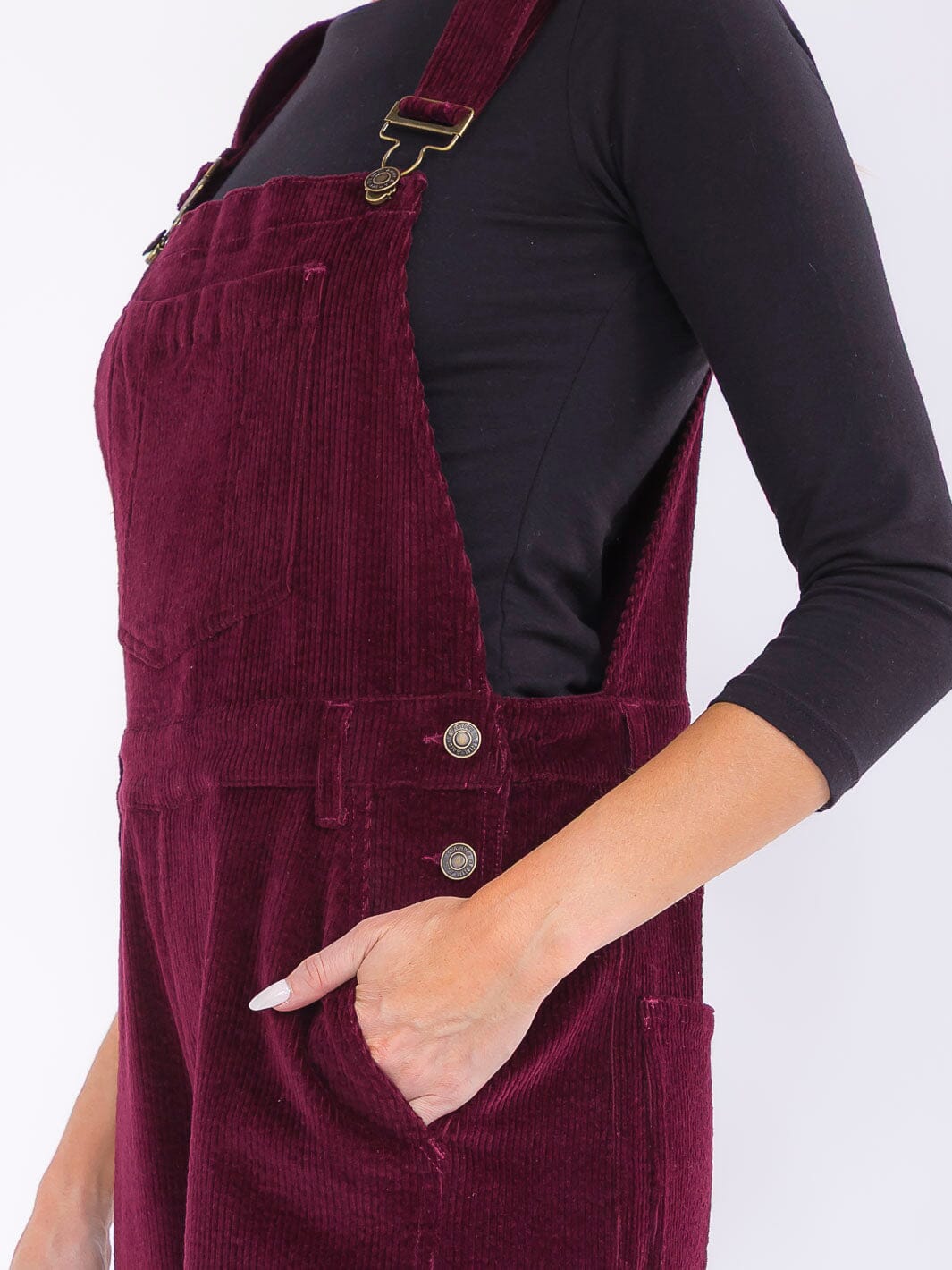 WOMEN'S SLEEVELESS POCKETS BELL LEG CORDUROY OVERALL