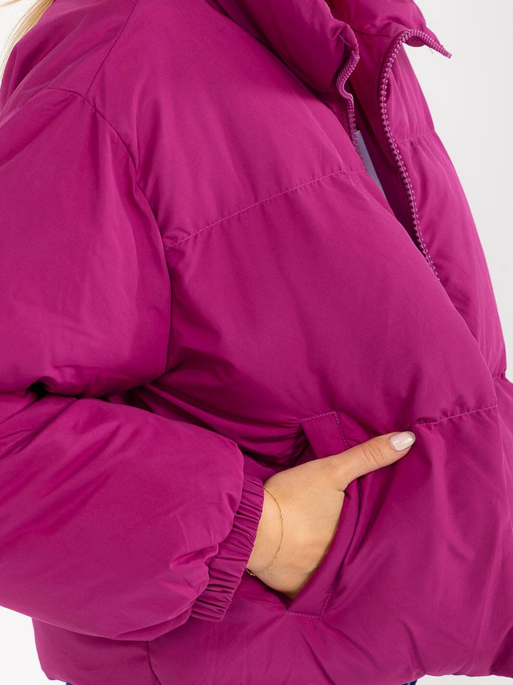 WOMEN'S LONG SLEEVE BUTTON CLOSURE FRONT POCKETS PUFFER JACKET