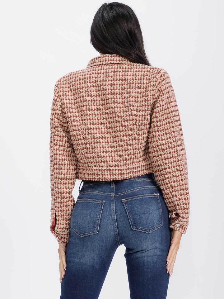 WOMEN'S LONG SLEEVE BUTTON CLOSURE TWEED BLAZER