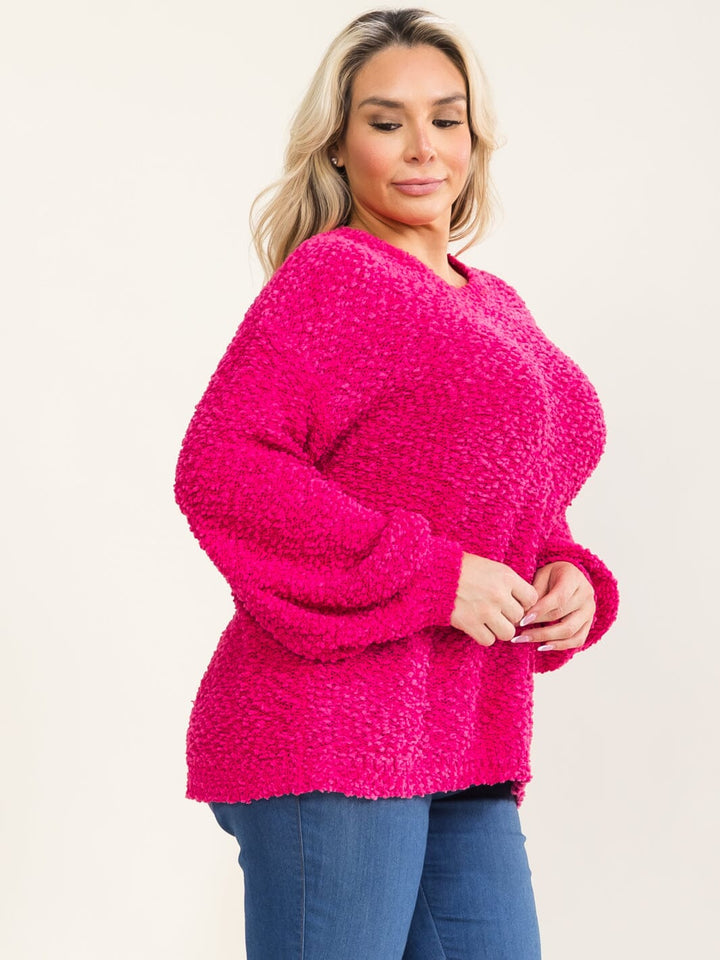 PLUS SIZE LONG SLEEVE DETAILED PULLOVER SWEATER