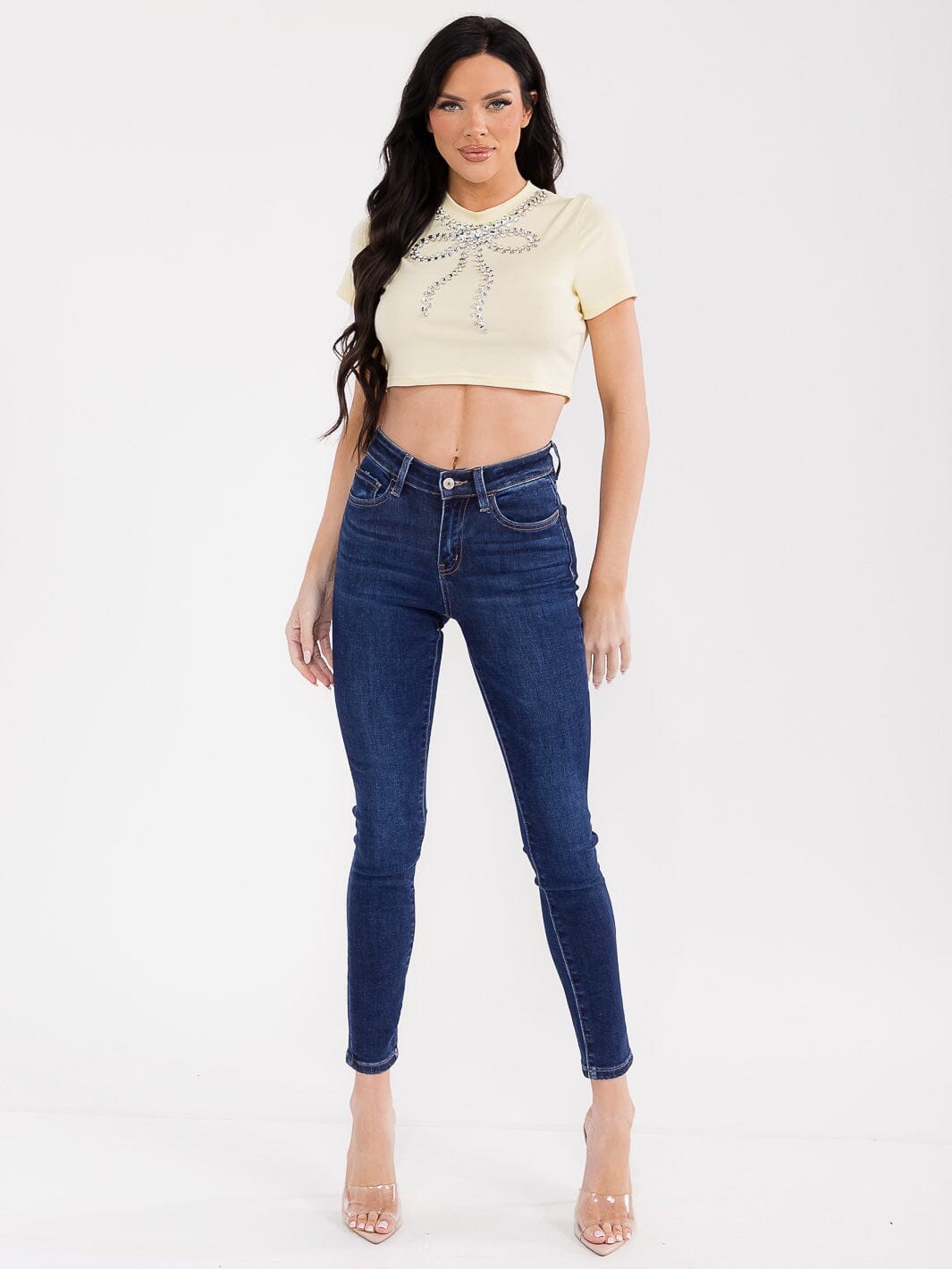 WOMEN'S SHORT SLEEVE STUDS DETAILED TOP