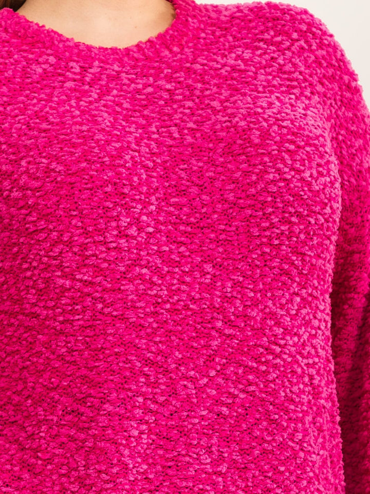 PLUS SIZE LONG SLEEVE DETAILED PULLOVER SWEATER