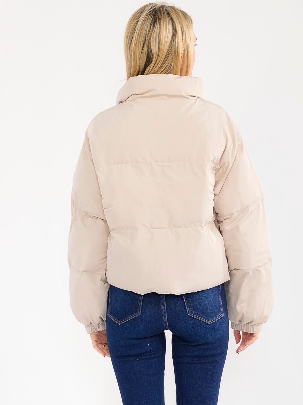 WOMEN'S LONG SLEEVE BUTTON CLOSURE FRONT POCKETS PUFFER JACKET