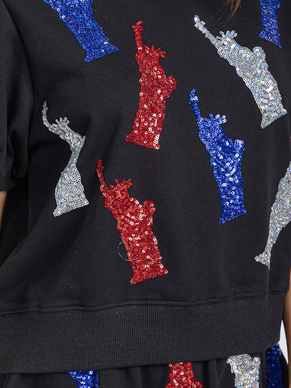 WOMEN'S SHORT SLEEVE TOP & ELASTIC WAIST MINI SHORT SEQUINS 2PC. SET