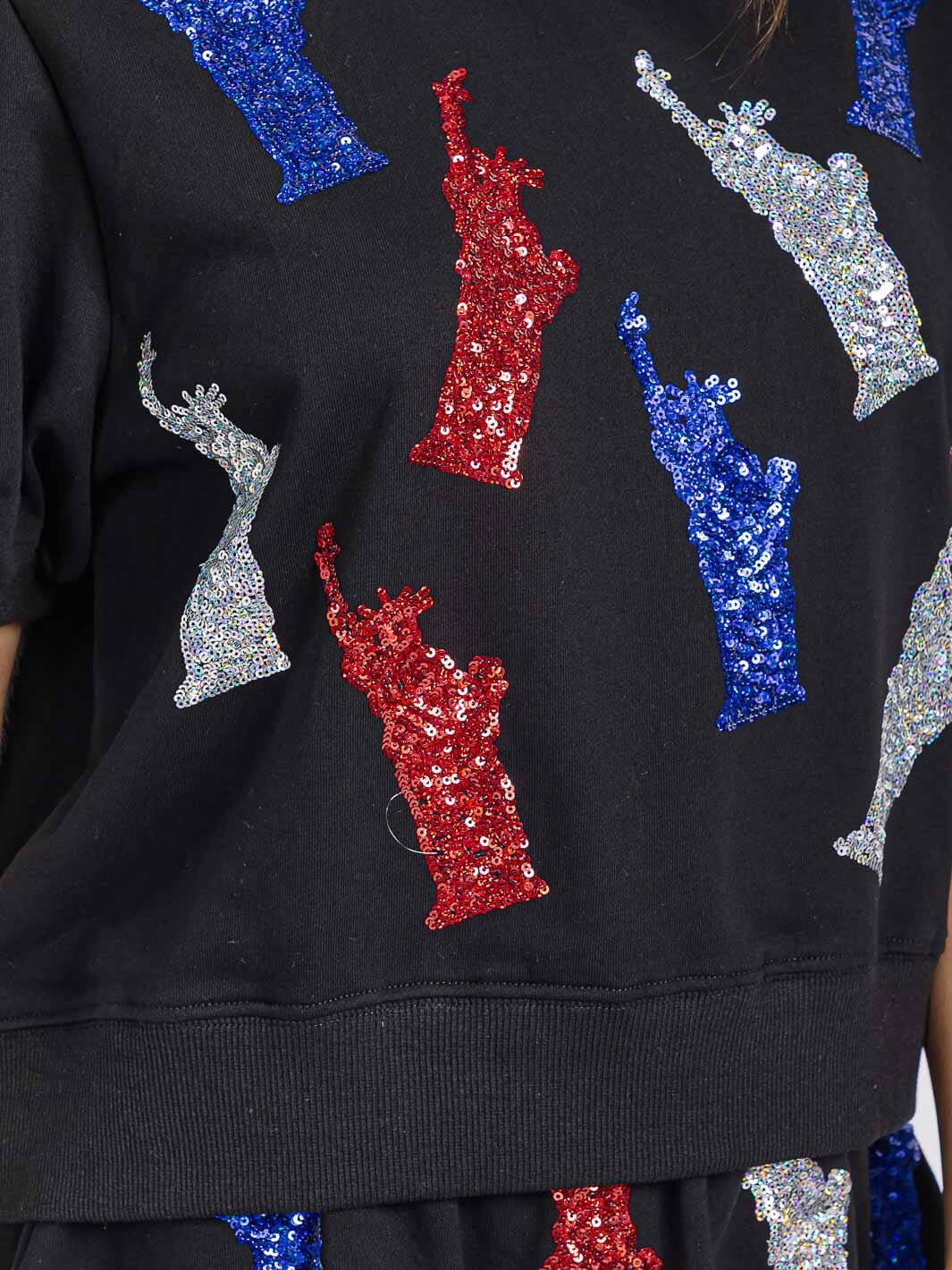 WOMEN'S SHORT SLEEVE TOP & ELASTIC WAIST MINI SHORT SEQUINS 2PC. SET