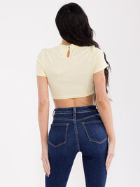 WOMEN'S SHORT SLEEVE STUDS DETAILED TOP