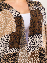 PLUS SIZE LONG SLEEVE OPEN FRONT ANIMAL PRINT CARDIGAN