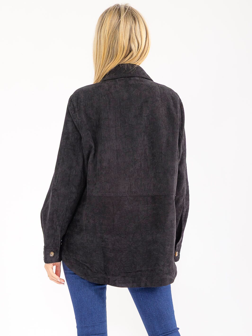 WOMEN'S LONG SLEEVE BUTTON CLOSURE FRONT POCKETS CORDUROY JACKET