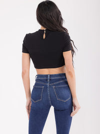 WOMEN'S SHORT SLEEVE STUDS DETAILED TOP