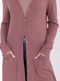 WOMEN'S LONG SLEEVE BUTTON UP FRONT POCKETS HIGH-LOW CARDIGAN