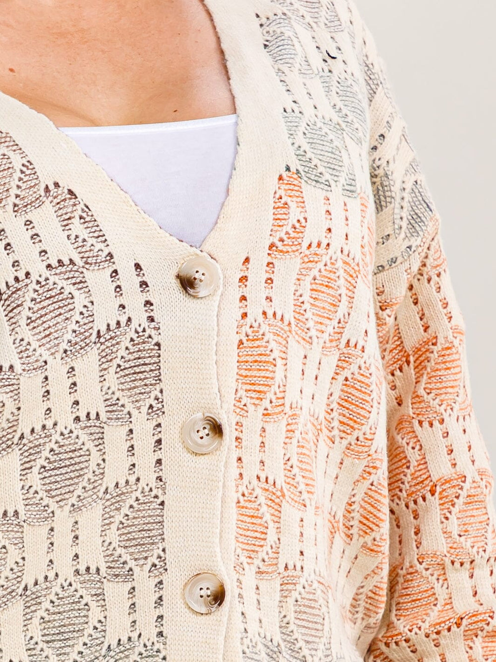 PLUS SIZE LONG SLEEVE BUTTON UP MULTI KNIT SWEATER