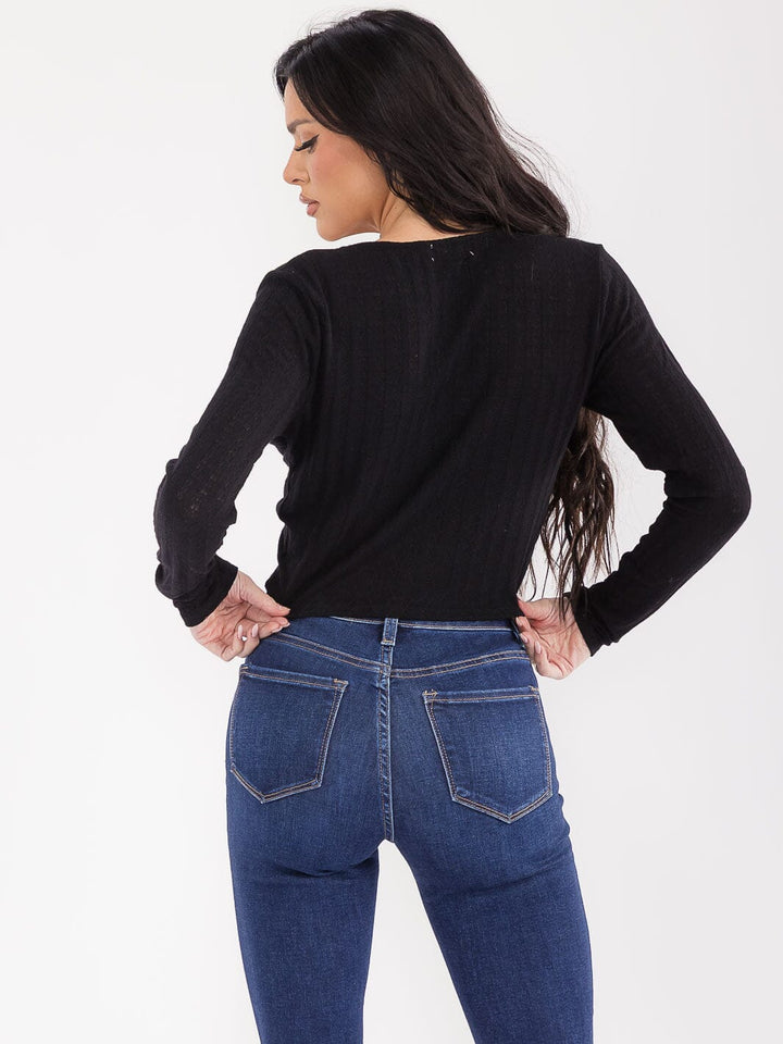 WOMEN'S LONG SLEEVE FRONT TIE CROP TOP