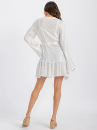 WOMEN'S LONG SLEEVE SELF TIE SHIMMER KIMONO