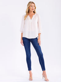 WOMEN'S 3/4 SLEEVE V-NECK LOOSE FIT BLOUSE