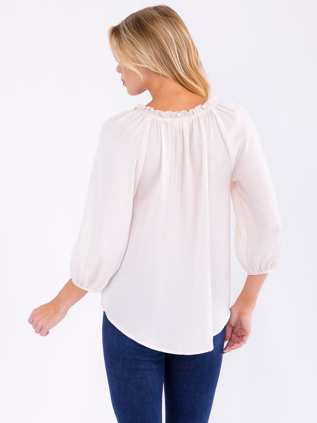 WOMEN'S 3/4 SLEEVE V-NECK LOOSE FIT BLOUSE