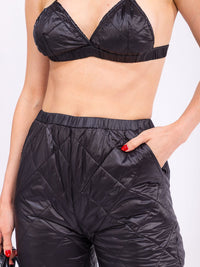 WOMEN'S SLEEVELESS CROP TOP & ELASTIC WAIST JOGGER PANTS PADDED 2PC. SET