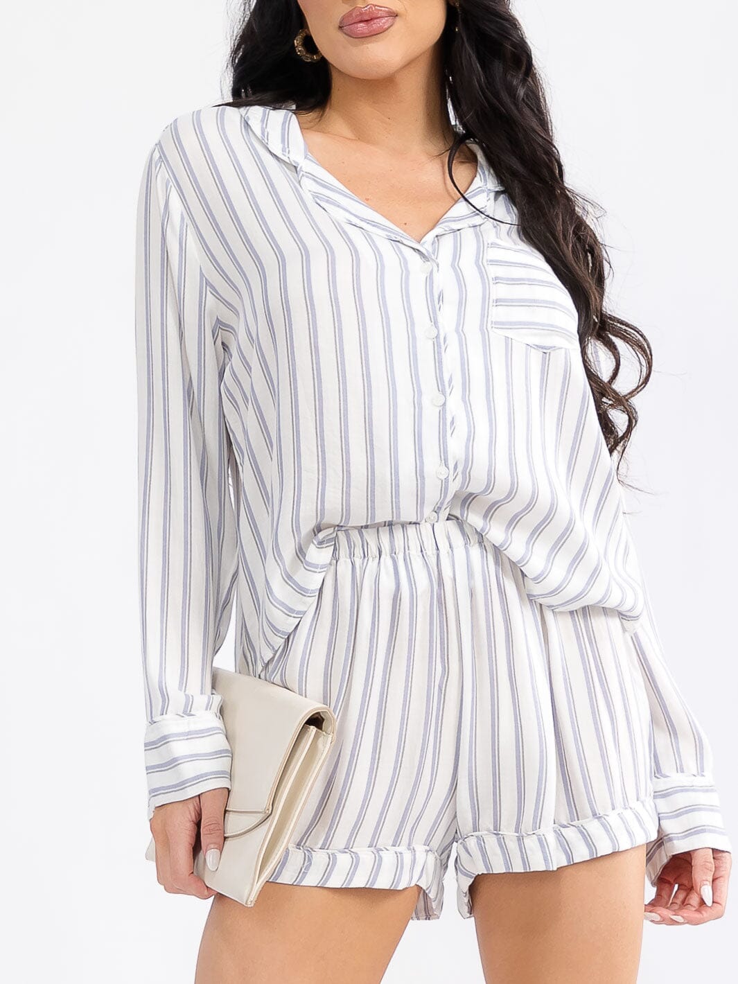 WOMEN'S ELASTIC WAIST STRIPES MINI SHORTS