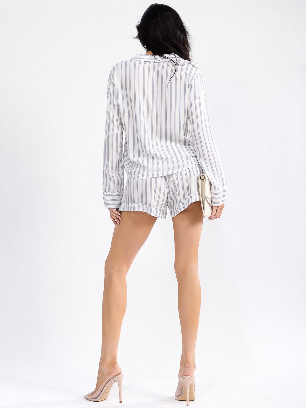 WOMEN'S ELASTIC WAIST STRIPES MINI SHORTS