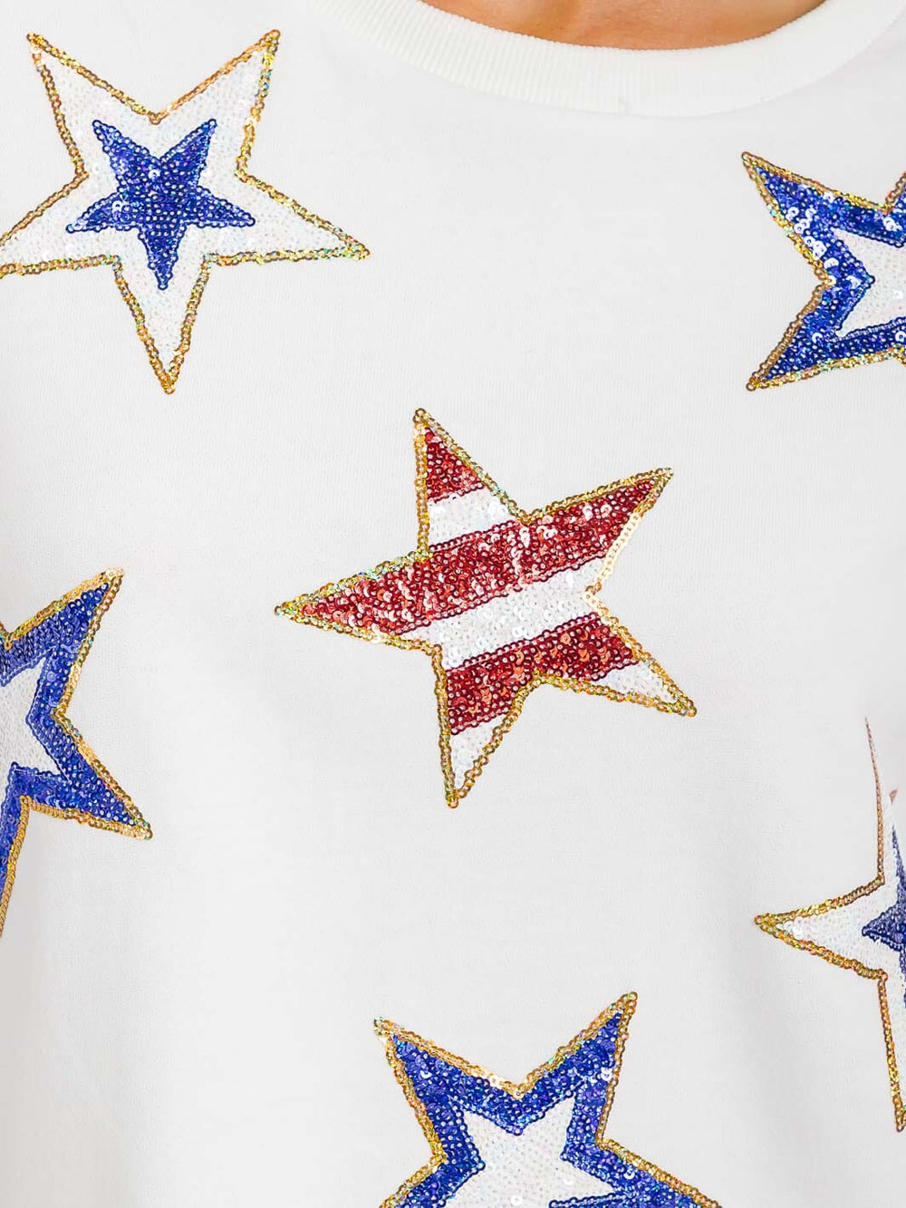 WOMEN'S SHORT SLEEVE STARS PATRIOTIC GRAPHIC TOP