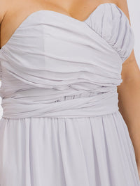PUS SIZE SLEEVELESS V-NECK SELF TIE MAXI GOWN DRESS