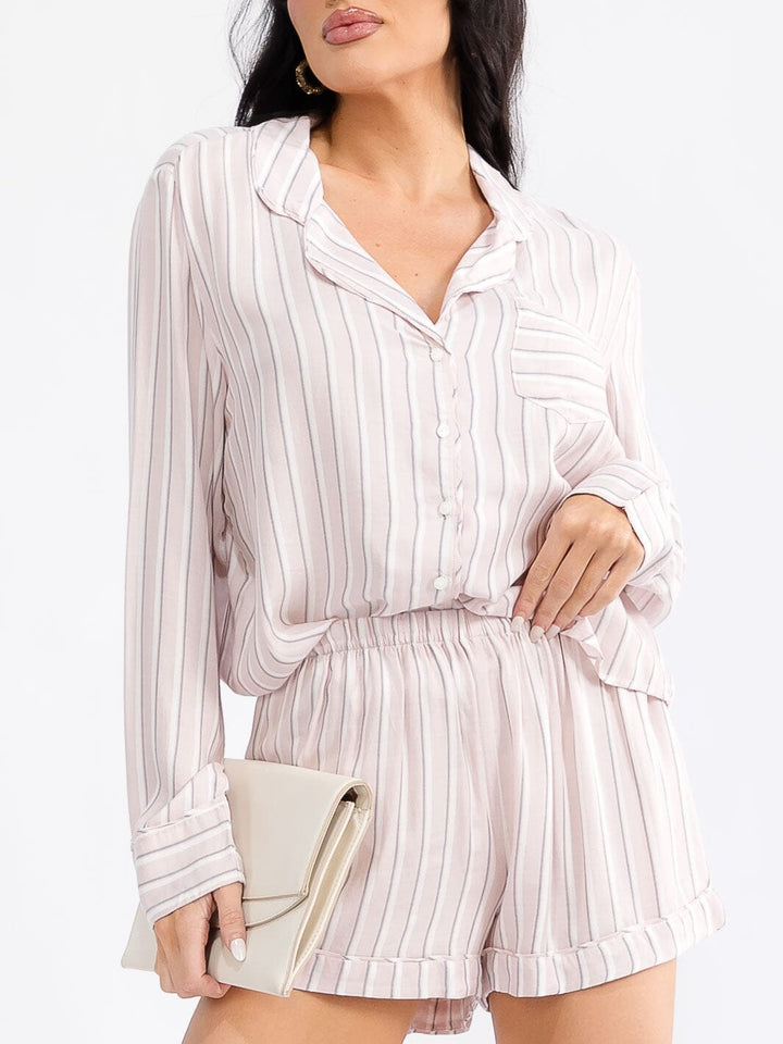 WOMEN'S ELASTIC WAIST STRIPES MINI SHORTS