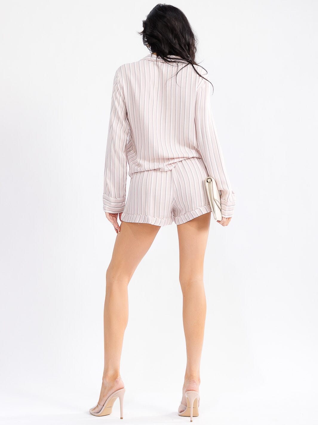 WOMEN'S ELASTIC WAIST STRIPES MINI SHORTS