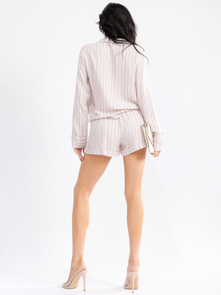 WOMEN'S ELASTIC WAIST STRIPES MINI SHORTS