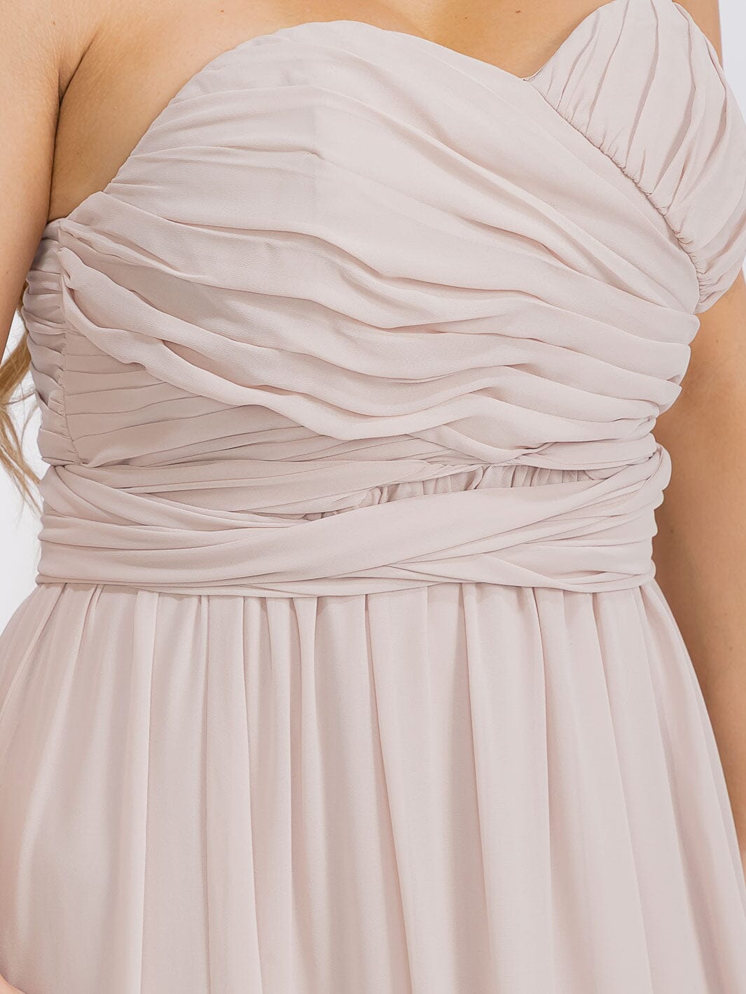 PUS SIZE SLEEVELESS V-NECK SELF TIE MAXI GOWN DRESS