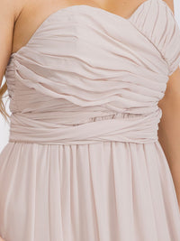 PUS SIZE SLEEVELESS V-NECK SELF TIE MAXI GOWN DRESS