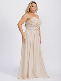 PUS SIZE SLEEVELESS V-NECK SELF TIE MAXI GOWN DRESS
