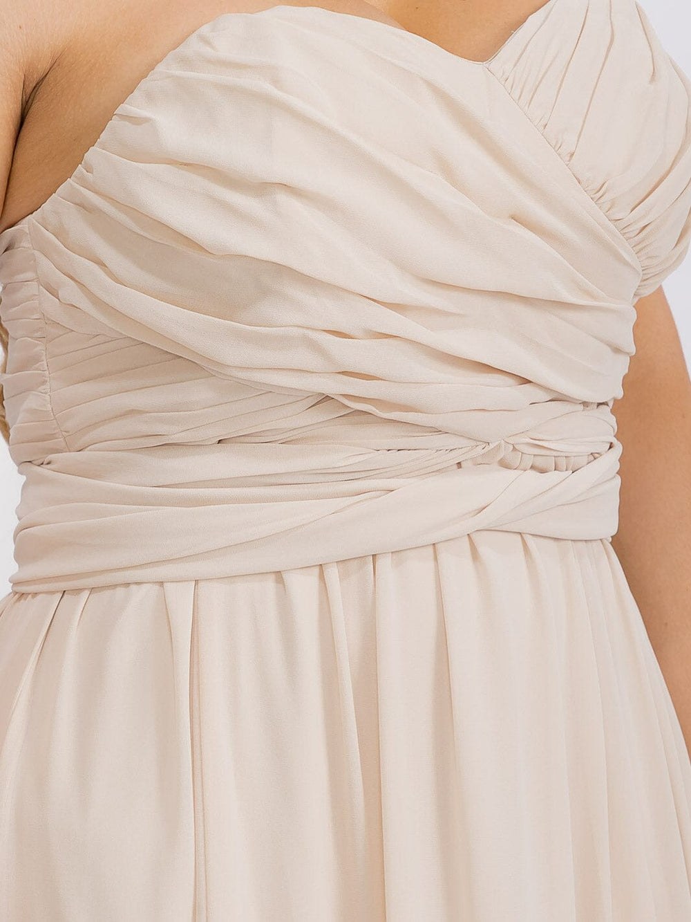 PUS SIZE SLEEVELESS V-NECK SELF TIE MAXI GOWN DRESS