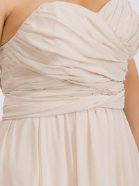 PUS SIZE SLEEVELESS V-NECK SELF TIE MAXI GOWN DRESS