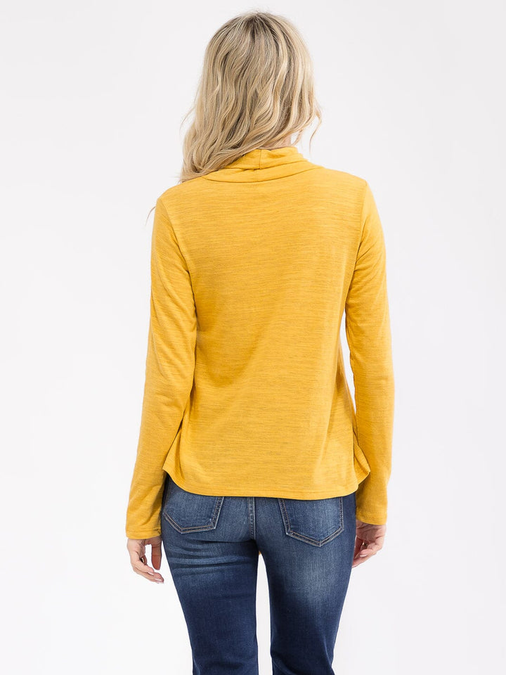 WOMEN'S LONG SLEEVE TURTLE NECK HIGH-LOW TOP