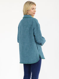 WOMEN'S LONG SLEEVE BUTTON CLOSURE FRONT POCKETS DETAILED JACKET