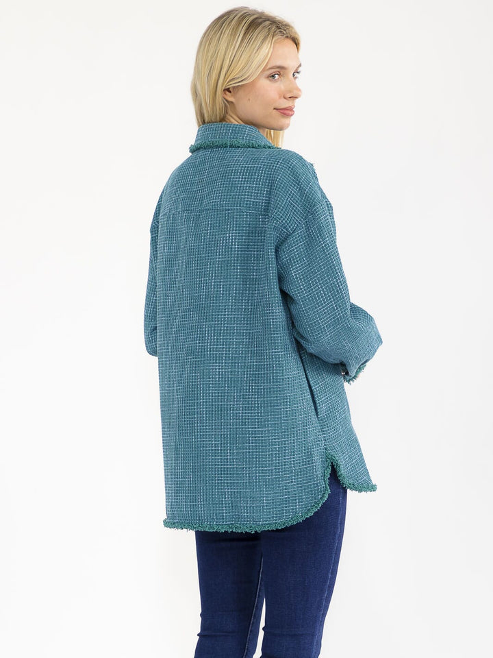 WOMEN'S LONG SLEEVE BUTTON CLOSURE FRONT POCKETS DETAILED JACKET