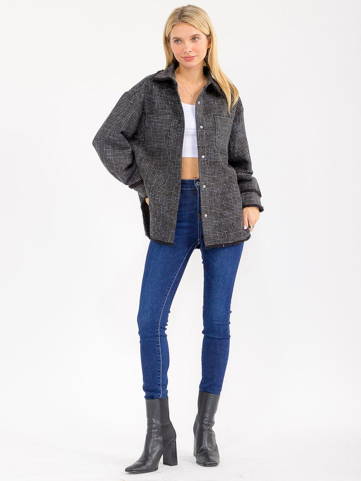 WOMEN'S LONG SLEEVE BUTTON CLOSURE FRONT POCKETS DETAILED JACKET