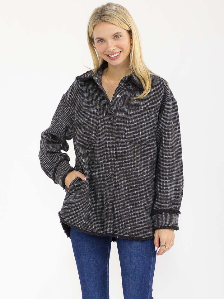 WOMEN'S LONG SLEEVE BUTTON CLOSURE FRONT POCKETS DETAILED JACKET