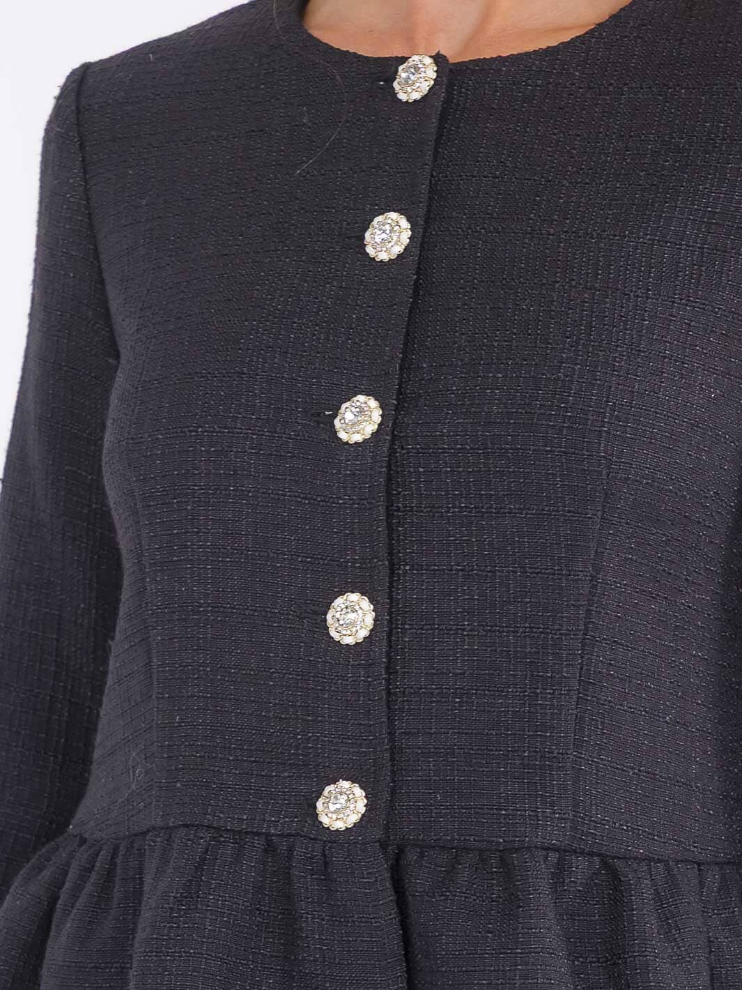 WOMEN'S LONG SLEEVE BUTTON UP PEPLUM BLOUSE