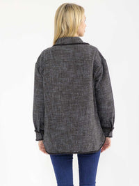 WOMEN'S LONG SLEEVE BUTTON CLOSURE FRONT POCKETS DETAILED JACKET