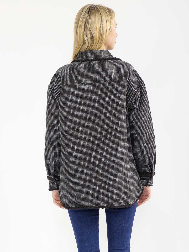 WOMEN'S LONG SLEEVE BUTTON CLOSURE FRONT POCKETS DETAILED JACKET